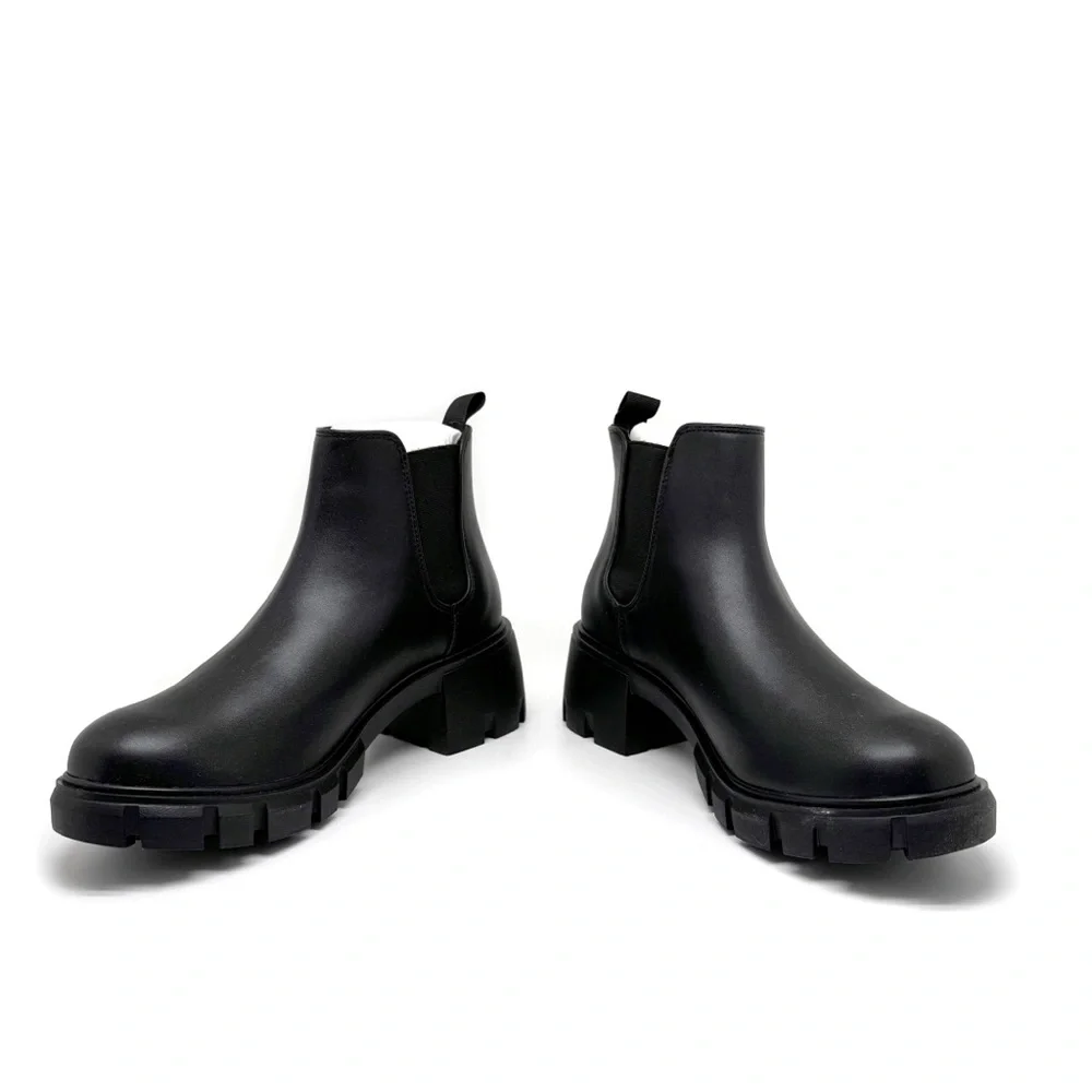 Steve Madden Howler Bootie Black Chunky Heel Combat Boots Size 8.5 - Picture 5 of 12